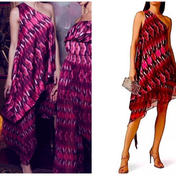 MISA LOS ANGELES YASMIN IKAT PRINT ONE SHOULDER ASYMMETRICAL DRESS SZ SM… - Picture 1 of 8